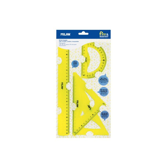 Milan Kit de 4 reglas flex&resistant amarillo translucido