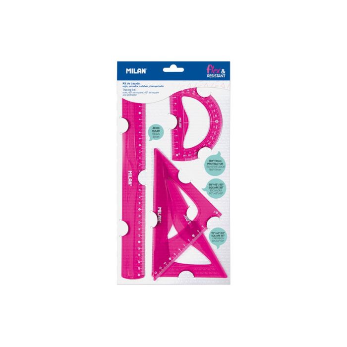 Milan Kit de 4 reglas flex&resistant rosa translucido