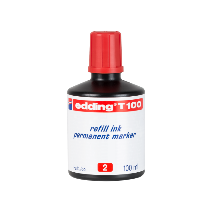 Edding frasco de tinta t100 para rotulador permanente 100 ml rojo