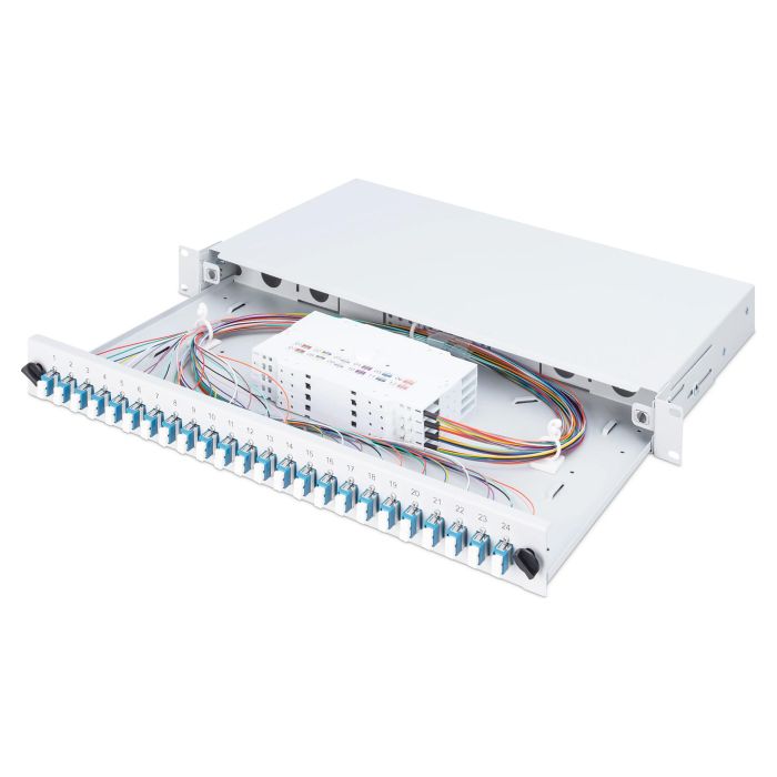 Digitus Caja de Empalme Fibra Óptica 1HE, 24x LC DX OS2, equipada, Gris, Acero - OS2 Digitus Caja de Empalme Fibra Óptica 1HE, 24x LC DX OS2, equipada, Gris, Acero - OS2