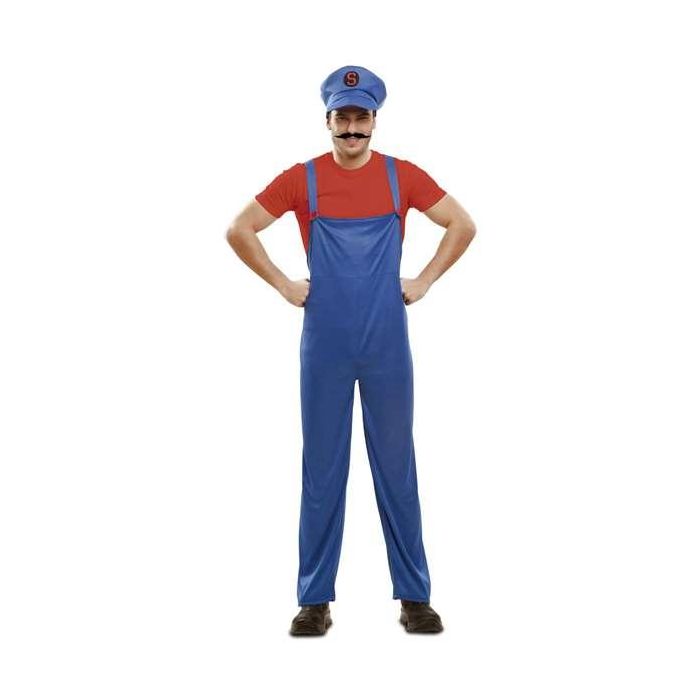 Disfraz red super plumber gorra, camiseta y pantalón talla XXL