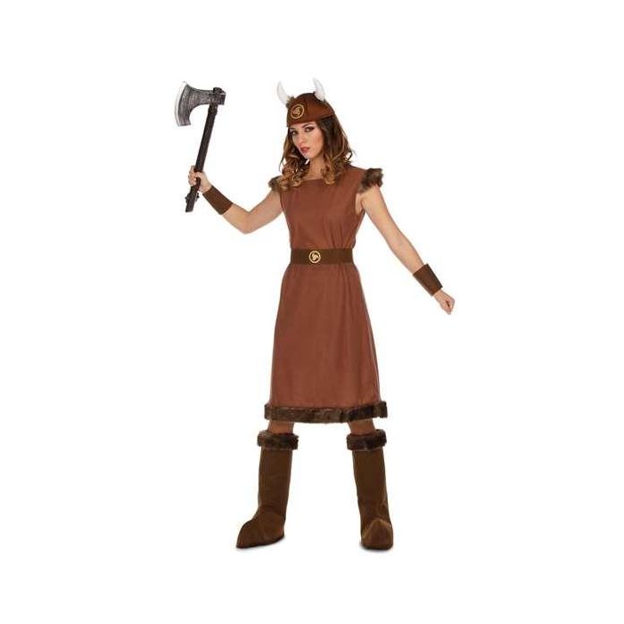 Disfraz vikinga odin sombrero, vestido, cinturón, muñequeras y cubrebotas talla m/l