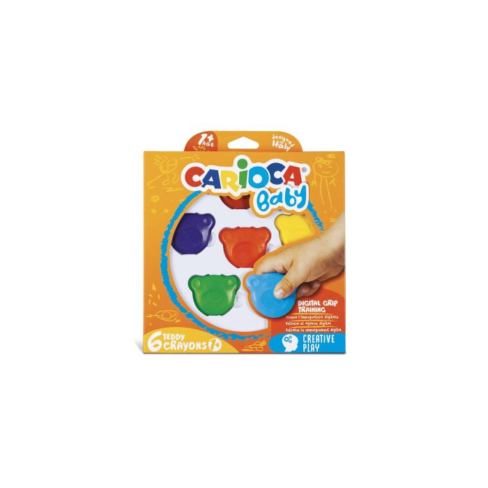 Carioca Ceras teddy 1+ con forma de osito colores - caja de 6