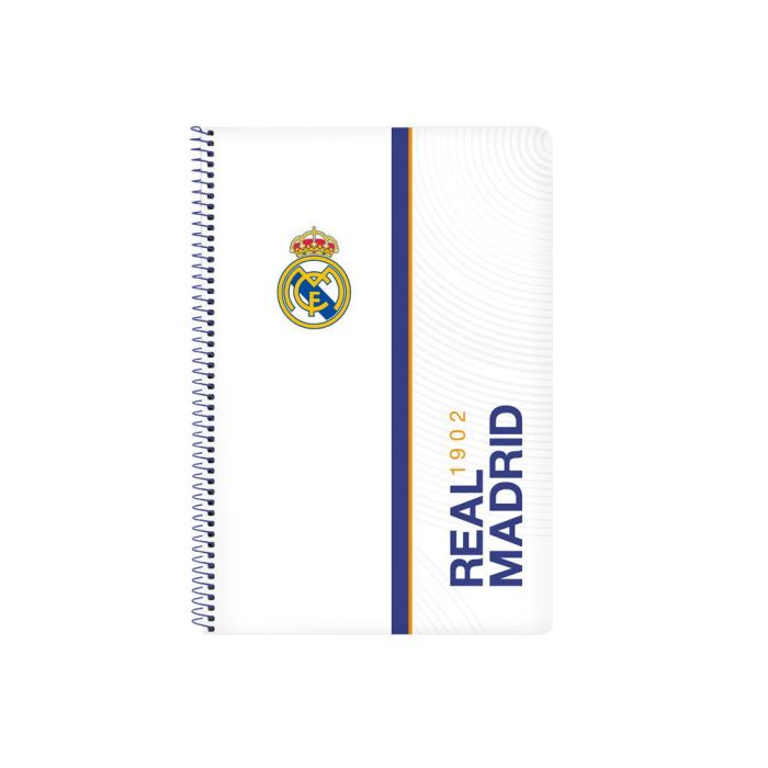 Cuaderno Espiral Safta Folio 80 H 60 gr Cuadro 4 mm Tapa Extradura Real Madrid 1 Equipacion 21-22 Cuaderno Espiral Safta Folio 80 H 60 gr Cuadro 4 mm Tapa Extradura Real Madrid 1 Equipacion 21-22