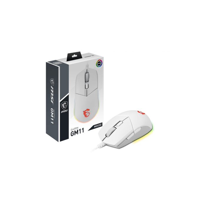 MSI CLUTCH GM11 WHITE ratón Ambidextro USB tipo A Óptico 5000 DPI 4
