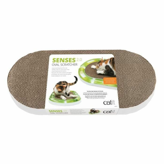 Catit Poste Rascador Ovalado Senses 2.0 para Gatos - Cartón Corrugado - Compatible con 43154W, 43155W, 43156W - Verde