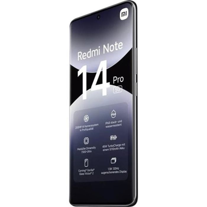 Xiaomi MZB0I8CEU Redmi Note 14 Pro 12GB RAM 512GB, Cámara 200MP OIS, Pantalla AMOLED 6.67" 120Hz, 5G, Batería 5110mAh 45W Carga Rápida, Negro Medianoche IP68 3
