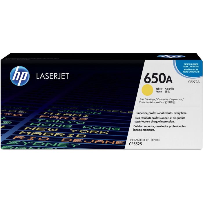 HP CE272A Cartucho de Tóner Original LaserJet 650A Amarillo 15000 páginas para LaserJet Enterprise M750