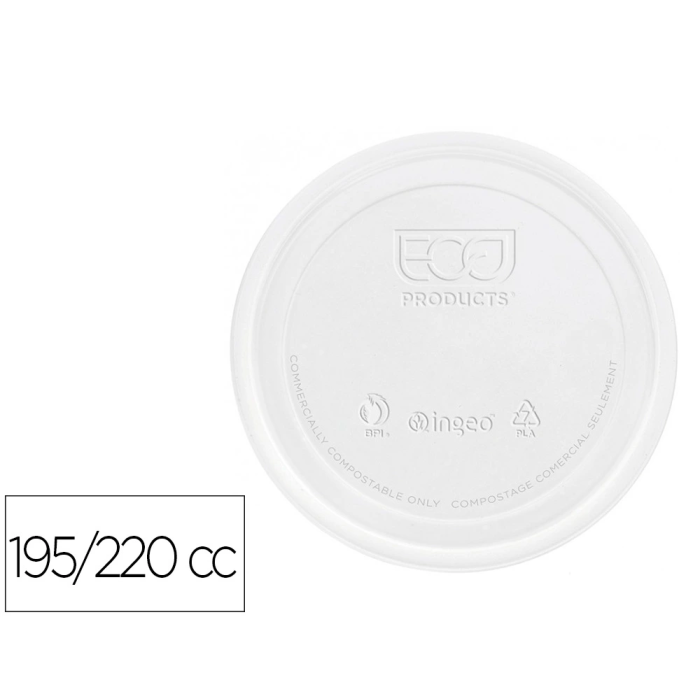 Blanca Tapa Plástico Biodegradable para Vaso 195/220 cc Paquete 100 Unidades