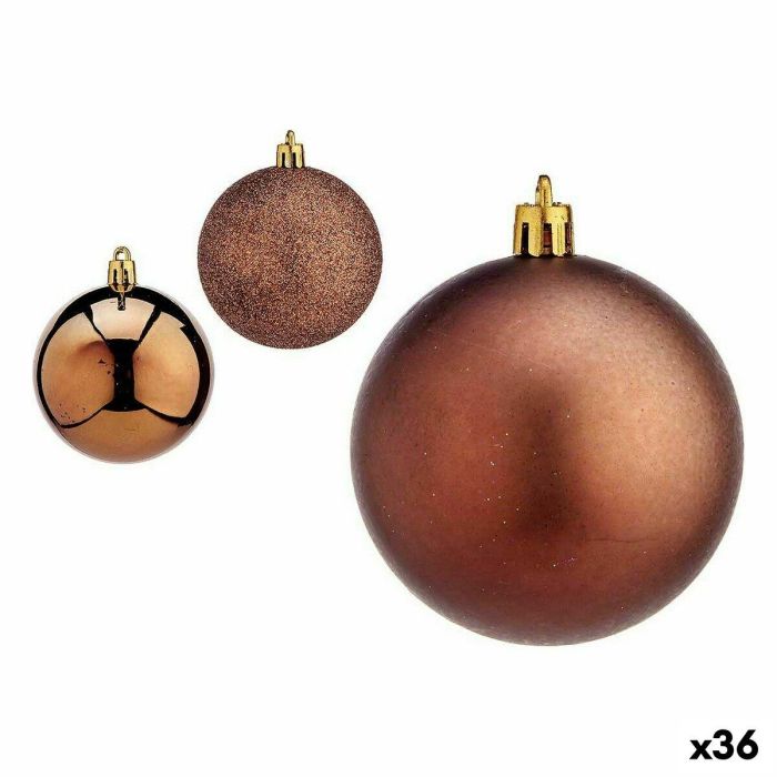 Set de Bolas de Navidad Marrón Plástico Ø 7 cm (36 Unidades) Set de Bolas de Navidad Marrón Plástico Ø 7 cm (36 Unidades)
