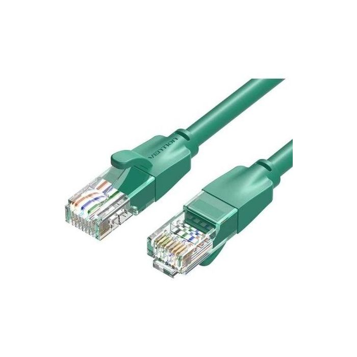 Vention IBEGF Cable de Red Ethernet RJ45 UTP Cat.6 Gigabit 1000Mbps 1 metro Verde con Conectores Dorados y Carcasa PVC