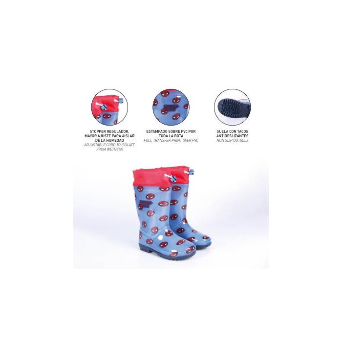 Botas Lluvia Pvc Spiderman Azul 4