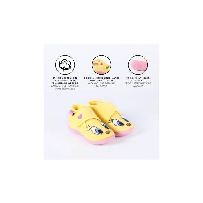 Zapatillas De Casa Media Bota Looney Tunes Piolin Amarillo 4