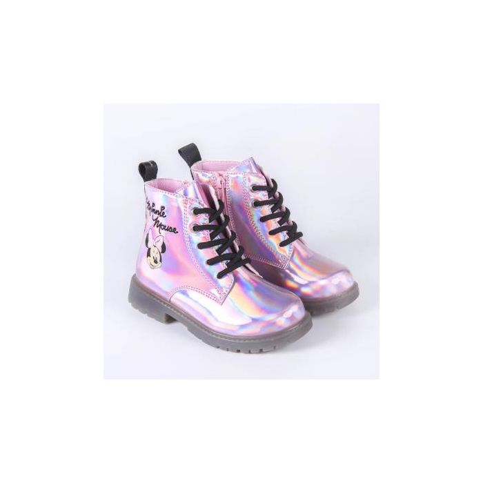 Botas Casual Infantiles Minnie Mouse Rosa Luces LED 33