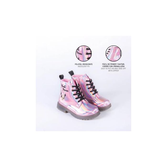 Botas Casual Infantiles Minnie Mouse Rosa Luces LED 33