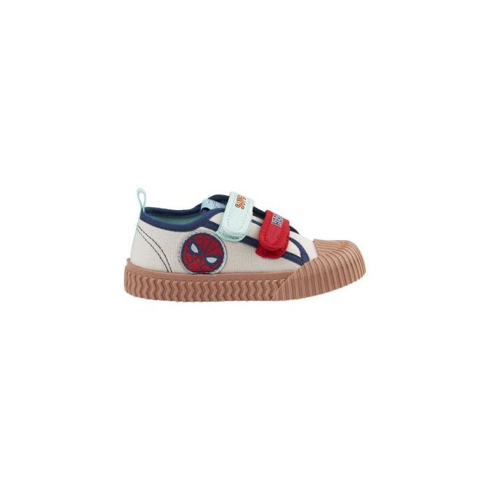 Zapatilla Loneta Suela Pvc Velcro Spiderman Beige