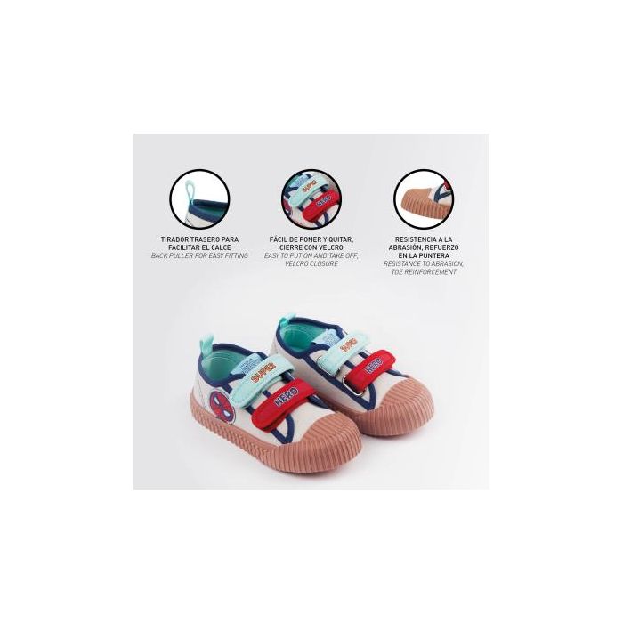 Zapatilla loneta suela pvc velcro spiderman Beige 4