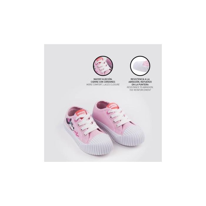 Zapatilla Loneta Suela Pvc Cordones Minnie Rosa 32 4