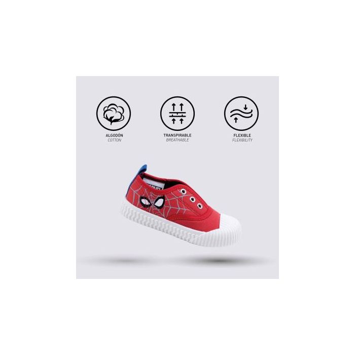 Zapatilla Loneta Suela Pvc Elásticos Spiderman Rojo 3