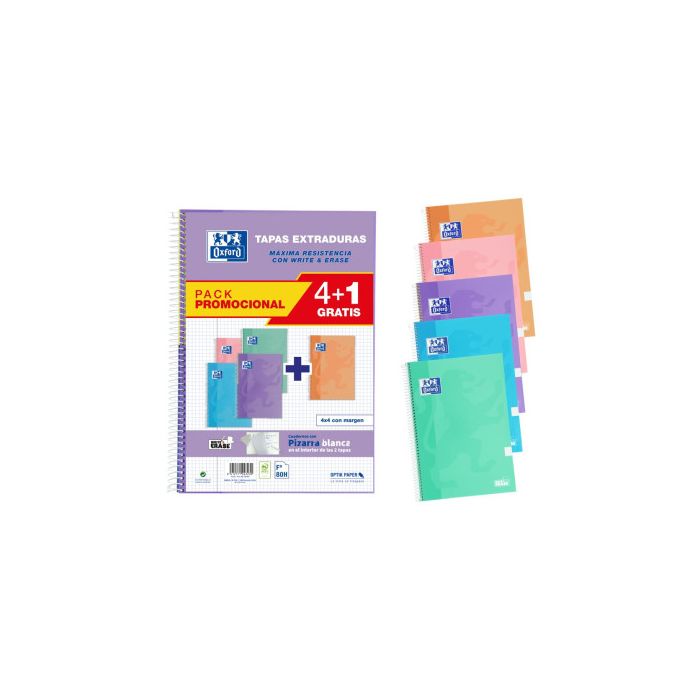 Set de Cuadernos Oxford Write&Erase 5 Piezas Multicolor Din A4 80 Hojas