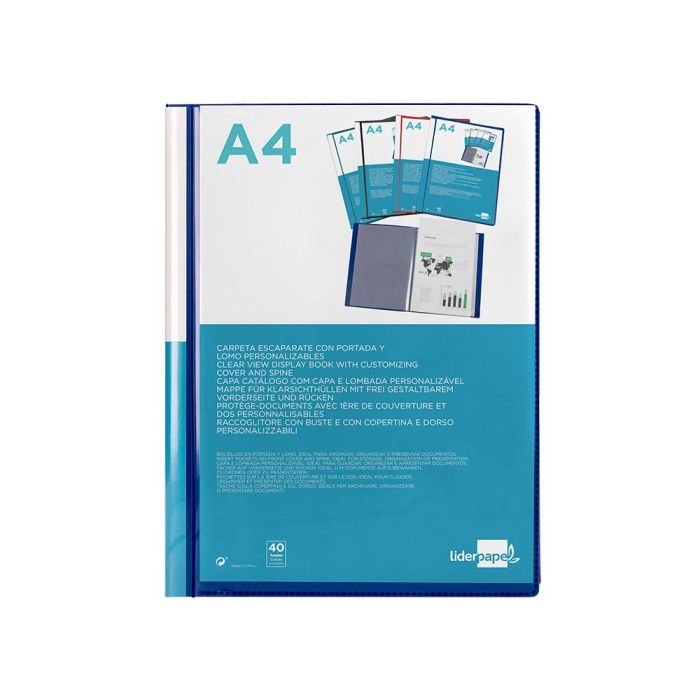 Carpeta Liderpapel Personaliza 37732 40 Fundas Canguro Polipropileno Din A4 Azul Portada Y Lomo Personalizable 2