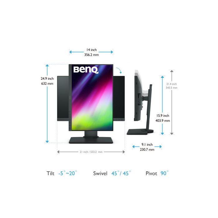 Benq SW240 61,2 cm (24.1") 1920 x 1080 Pixeles Full HD LED Gris