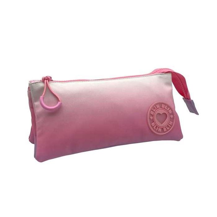 Estuche triple blin-blin pinky 11 x 23 x 5 cm.