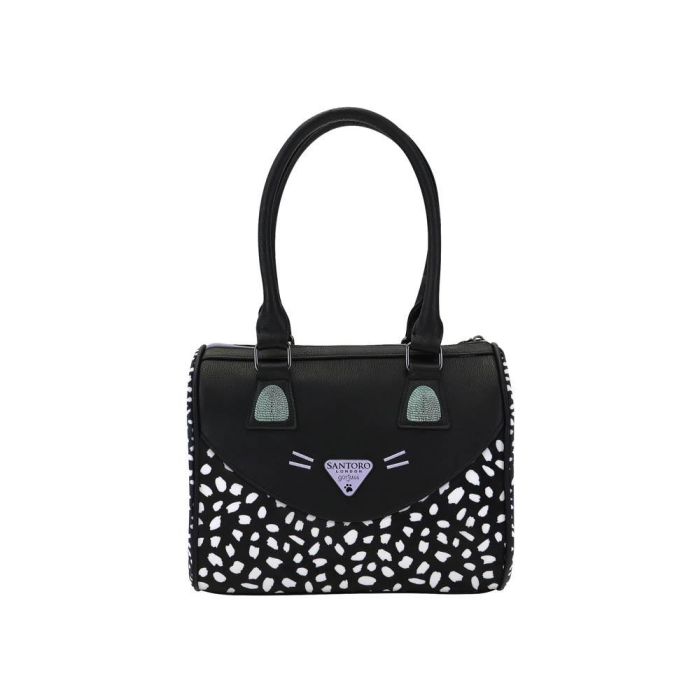 Bolso de Mano Gorjuss Smitten kitten Negro Blanco (28 x 22 x 13 cm) 1