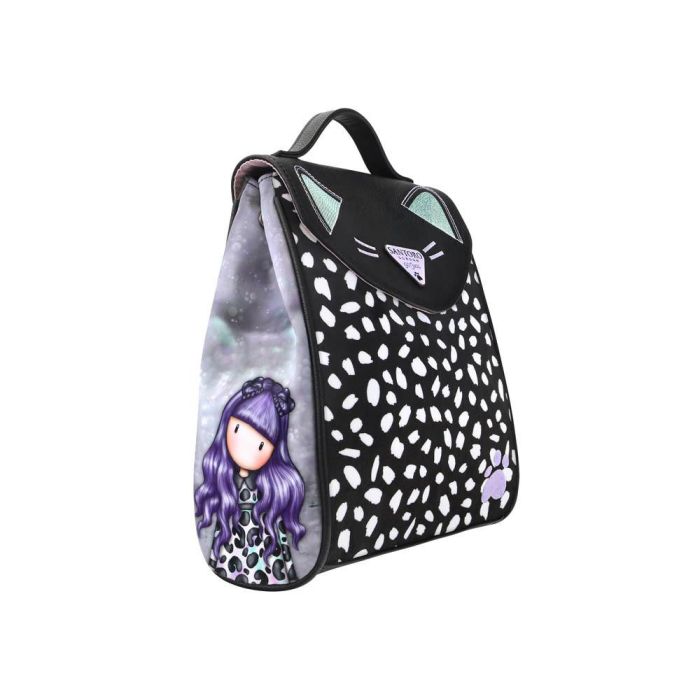 Mochila Casual Gorjuss Smitten kitten Negro Blanco (23 x 11 x 27 cm)