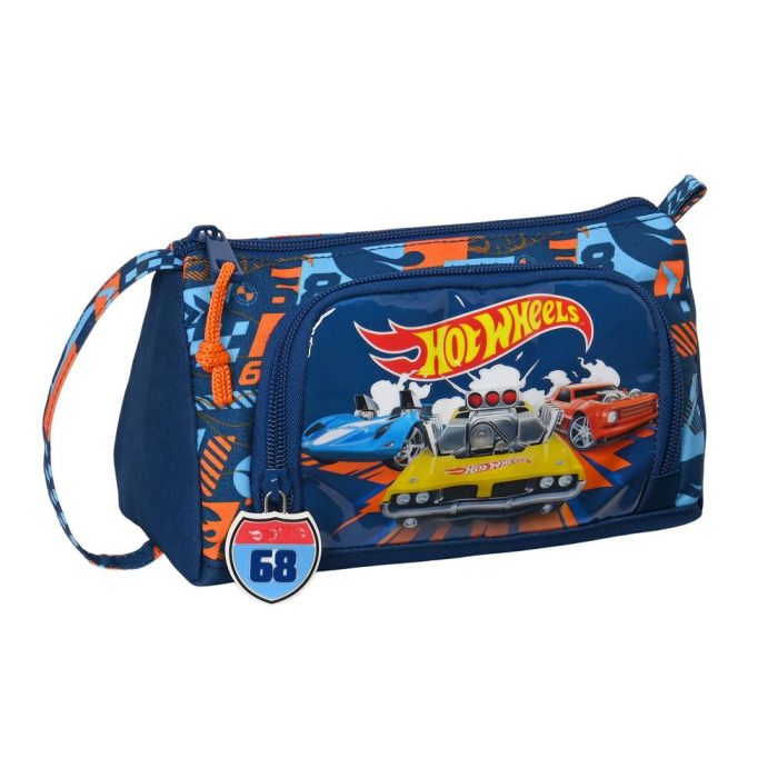 Estuche Escolar Hot Wheels Speed club Naranja Azul marino 20 x 11 x 8.5 cm