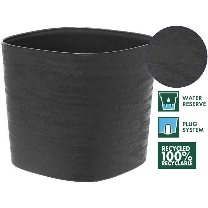 Maceta con reserva de agua - GARDEN ID Respect - Negro-Anth 40 x 40 cm - 100% residuos domésticos - 100% reciclable - Superficie estructurada. 1 Maceta con reserva de agua - GARDEN ID Respect - Negro-Anth 40 x 40 cm - 100% residuos domésticos - 100% reciclable - Superficie estructurada. 1