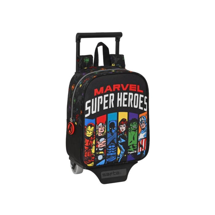 Mochila Escolar con Ruedas The Avengers Super heroes Negro (22 x 27 x 10 cm)