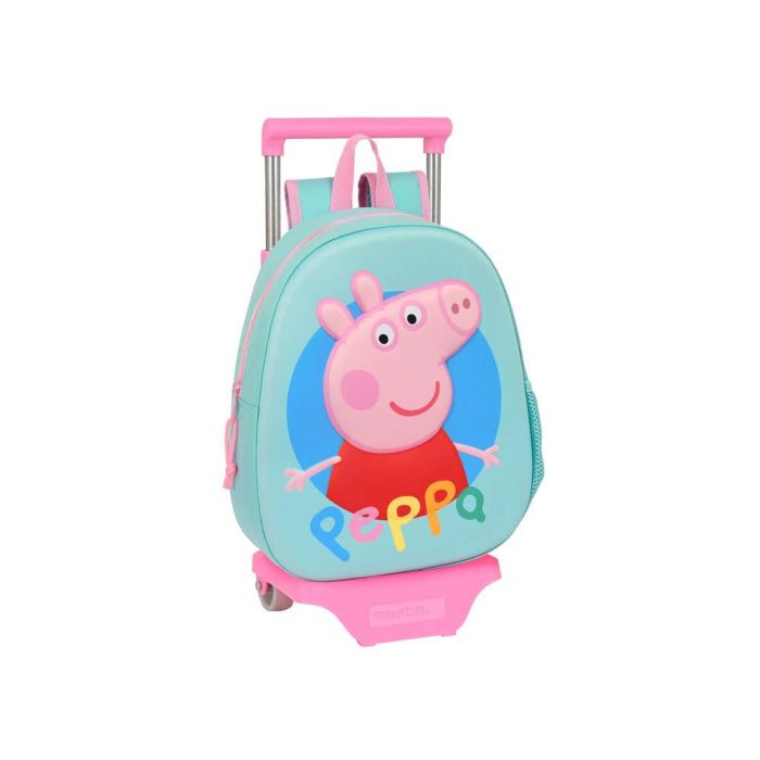 Mochila Escolar con Ruedas Peppa Pig Turquesa (27 x 32 x 10 cm)