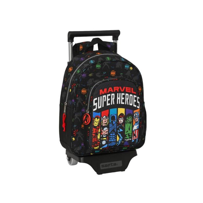 Mochila Escolar con Ruedas The Avengers Super heroes Negro (27 x 33 x 10 cm)