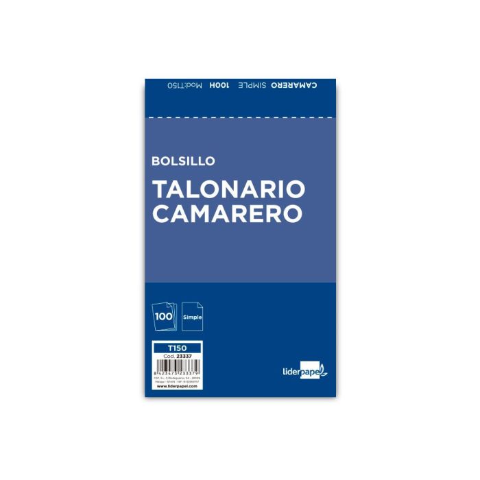 Talonario Liderpapel Camarero Bolsillo Original 150 10 unidades 2