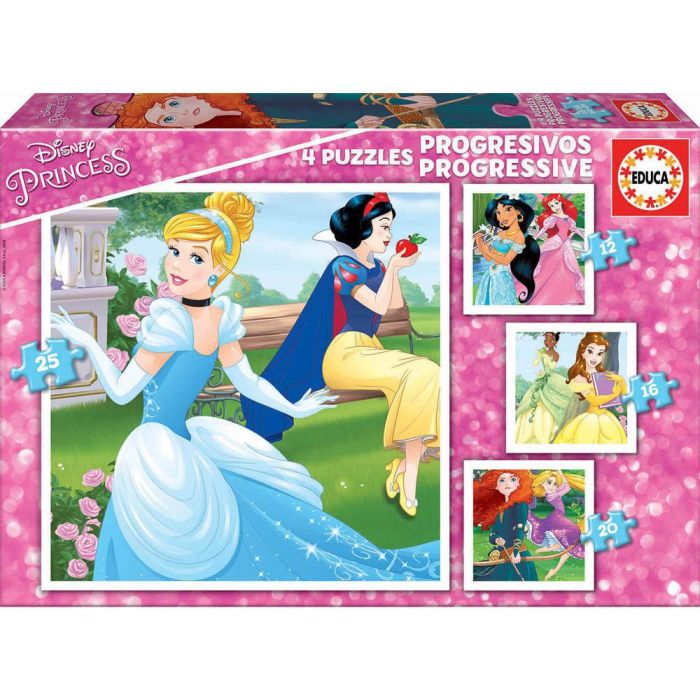 Puzzle Progresivos Princesas Disney 12-16-20-25 de 3-5 Años Educa Borras 17166