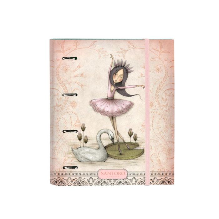 Carpeta de anillas Santoro Swan lake Gris Rosa 27 x 32 x 3.5 cm