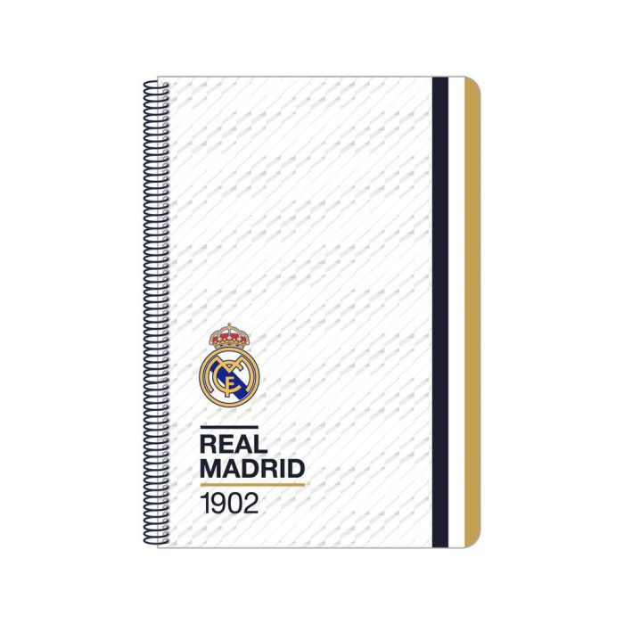 Cuaderno Espiral Safta Folio 80 H 60 gr Cuadro 4 mm Tapa Extradura Real Madrid 1 Equipacion 23-24