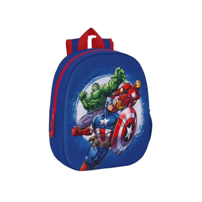 Mochila Escolar The Avengers 3D 27 x 33 x 10 cm Azul marino