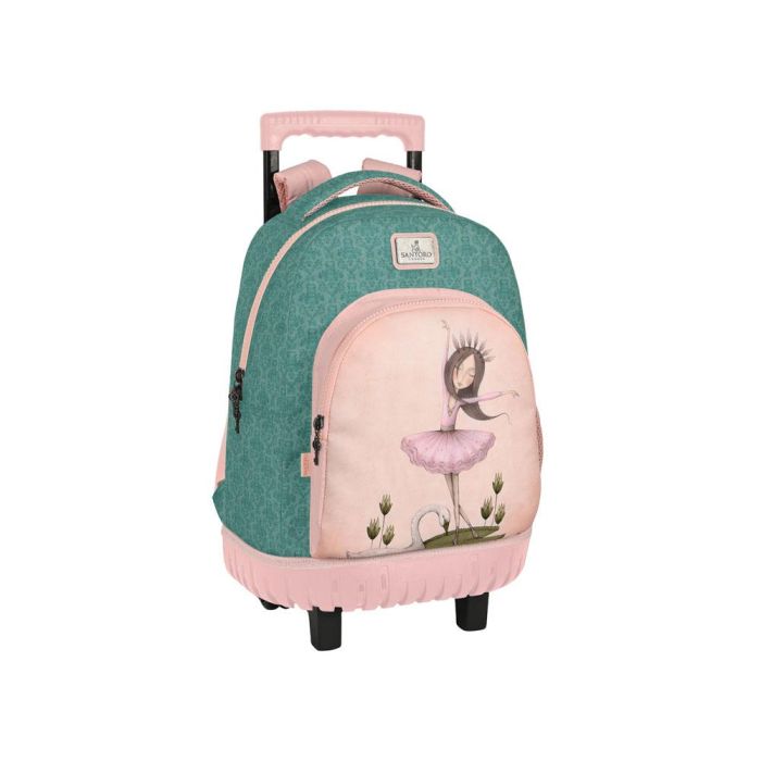 Mochila Escolar con Ruedas Santoro Swan lake Gris Rosa 32 x 45 x 21 cm