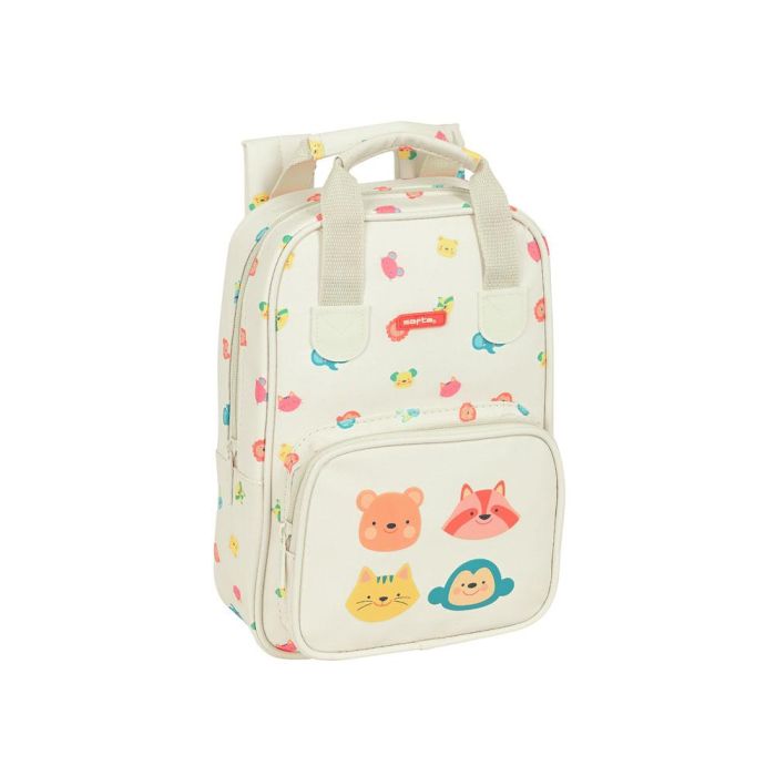 Mochila Infantil Safta Cabecitas Crema 20 x 28 x 8 cm