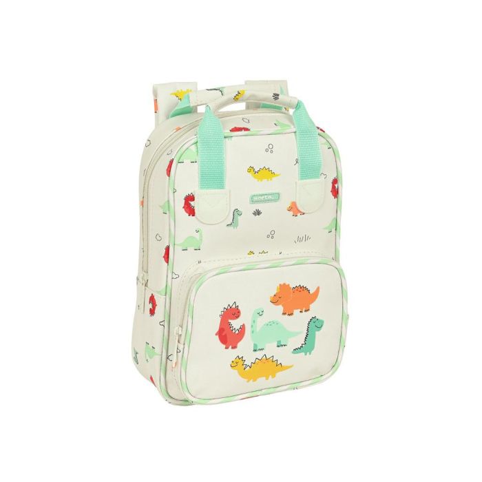 Mochila Escolar Safta Dinos 20 x 28 x 8 cm Crema