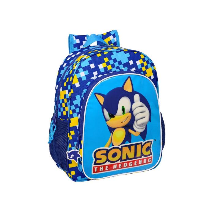 Mochila Escolar Sonic Speed 32 x 38 x 12 cm Azul