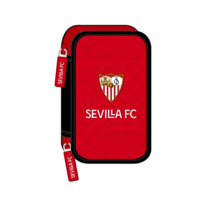 Plumier Doble Sevilla Fútbol Club Negro Rojo 12.5 x 19.5 x 4 cm (28 piezas)