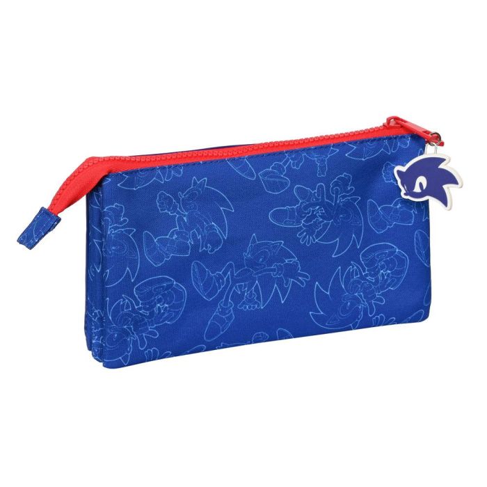 Bolso Escolar Portatodo Safta Triple Sonic The Hedgehog Let S Roll 120x220X30 mm 2