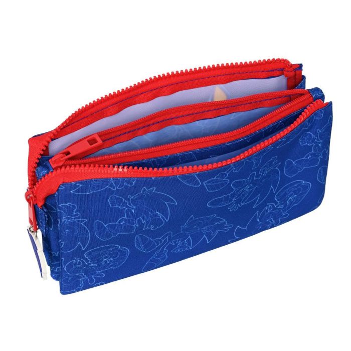 Bolso Escolar Portatodo Safta Triple Sonic The Hedgehog Let S Roll 120x220X30 mm 1