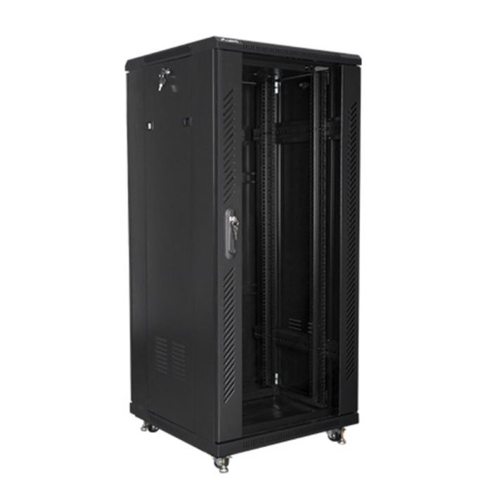 Lanberg FF01-6627-12B Armario Rack Independiente 27U Negro 800kg con Rieles, Patas Ajustables y Bloqueo de Teclado, IP20 2 Lanberg FF01-6627-12B Armario Rack Independiente 27U Negro 800kg con Rieles, Patas Ajustables y Bloqueo de Teclado, IP20 2