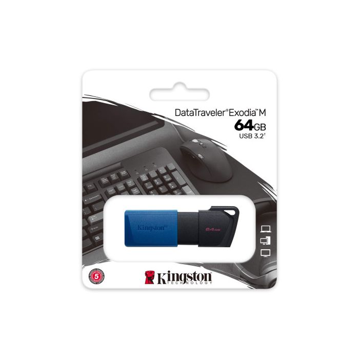 Pendrive Kingston Exodia M Llavero Negro Negro/Azul 64 GB 2