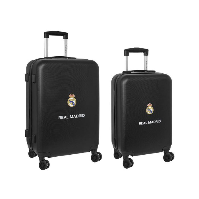 Juego de Maletas Real Madrid C.F. + mediano 24 Trolley Azul marino 40 x 63 x 26 cm (2 Piezas)