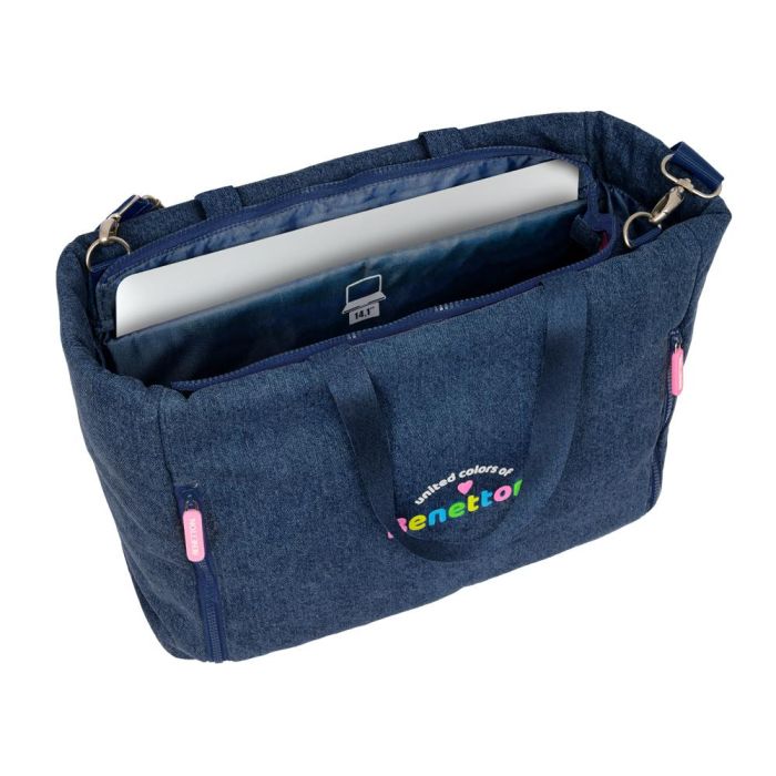 Bolso Benetton Denim Azul 40 x 31 x 17 cm 3